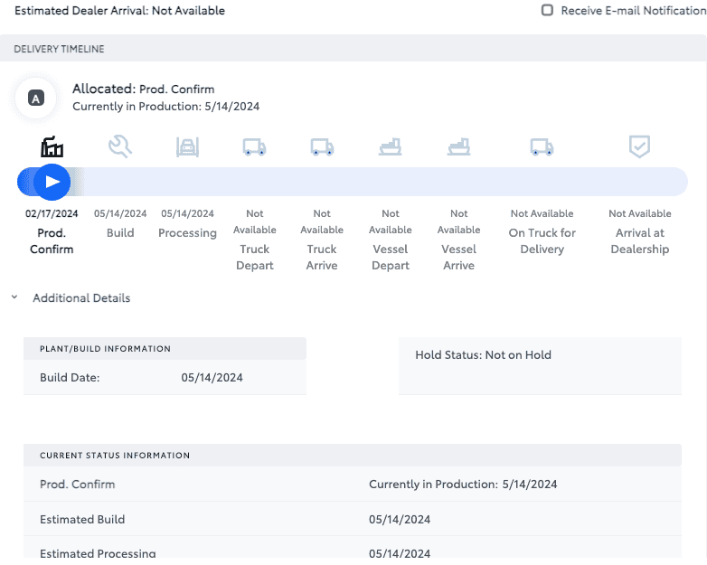 2024 Tacoma Hybrid allocations and delivery, VIN? 1717530834325