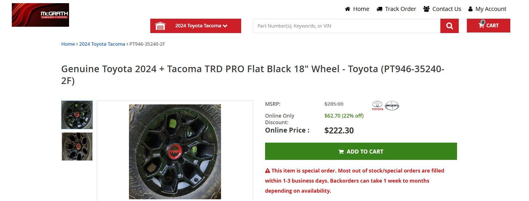 2024 Tacoma Anyone know where to buy OEM TRD Pro wheels (in stock)? 1730945780770-zi