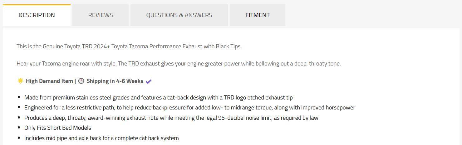 2024 Tacoma TRD Performance Exhaust - PT226-35241-02 worth it? Sound clilps? 1740602335405-d4