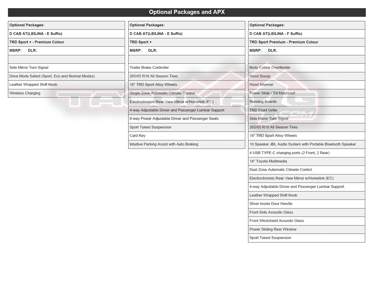 2024 Tacoma 2024 Tacoma Ordering Guide for Canada [Updated w/ Tacoma HYBRID i-Force MAX Models & Specs - Trailhunter, TRD Pro, Off-Road Premium, Limited] 2024-tacoma-order-guide-canada-22