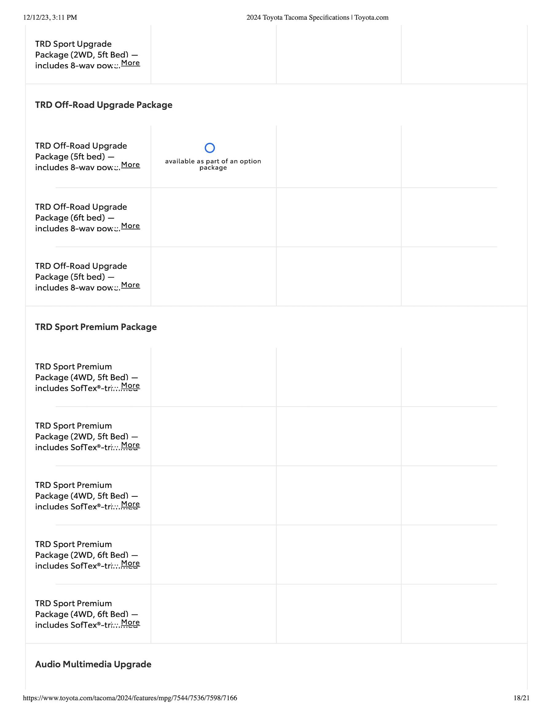 2024 Tacoma 2024 Tacoma Trailhunter & TRD PRO Specifications, Standard/Optional Features Released [Partial] 2024-Tacoma-Trailhunter-TRD-PRO-Specifications-Sheet18