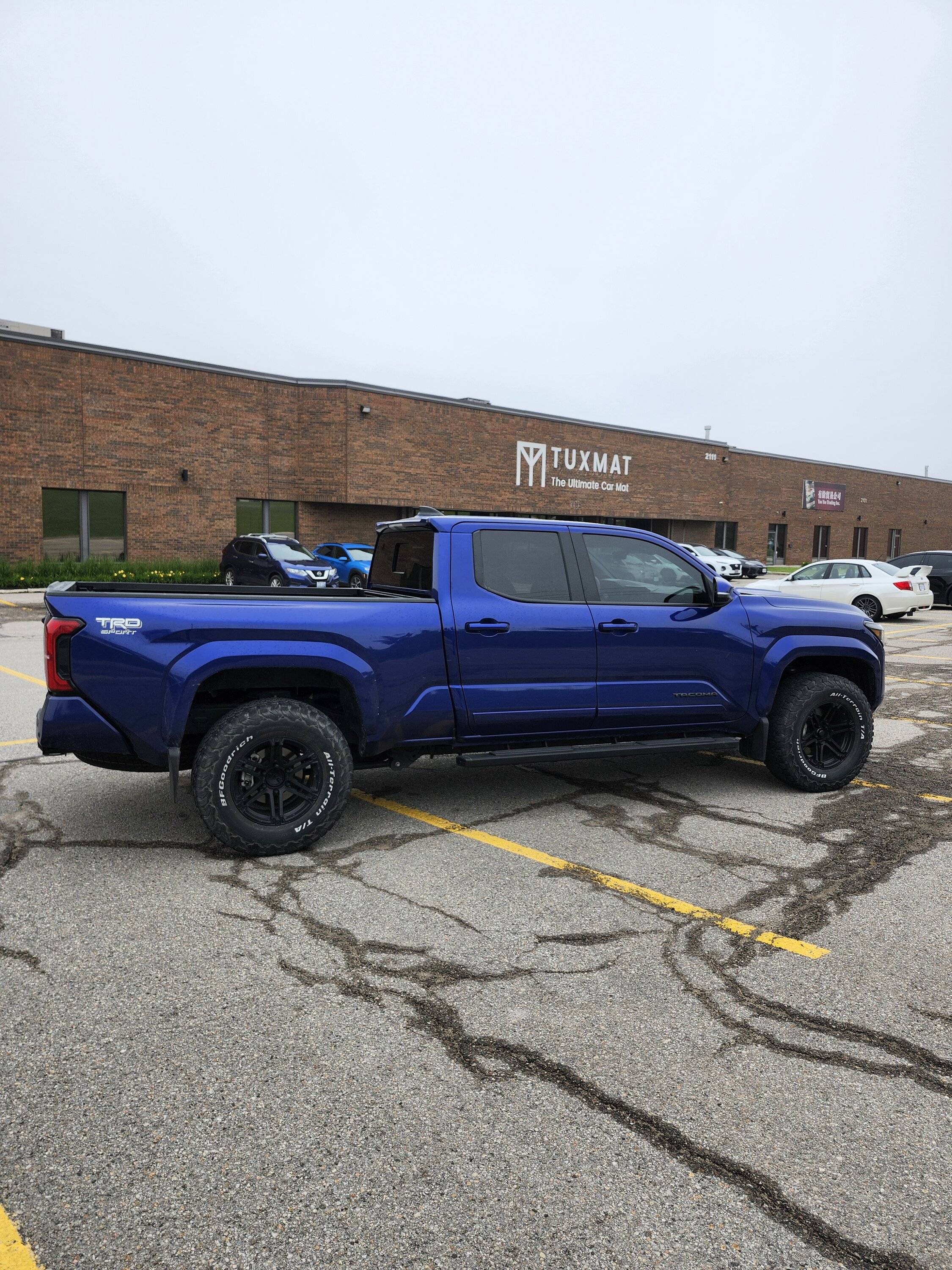 2024 Tacoma At TUXMAT today for prototype floor mats fitment! 20240603_084437