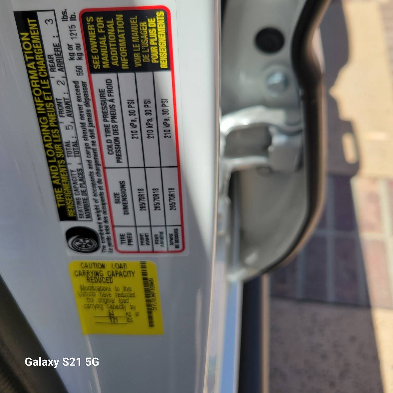 2024 Tacoma Found possible culprit for Delivery QC Holds - Inaccurate Load Capacity Stickers 20240622_132519