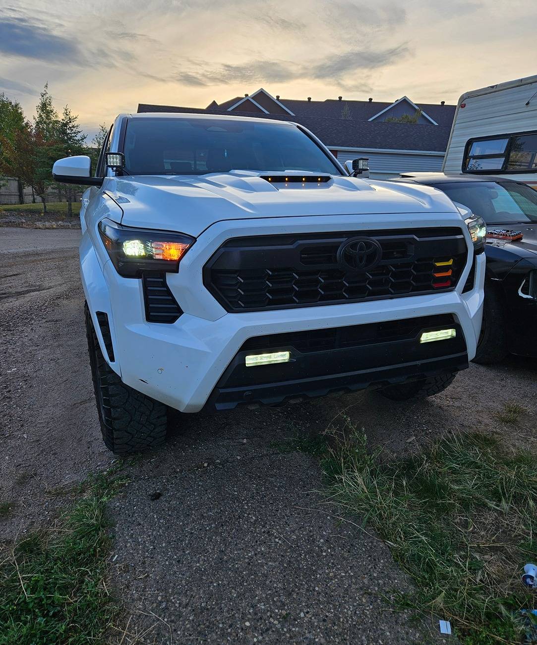 2024 Tacoma DIY: Amber Marker Lights in Hood Scoop 20240916_190521