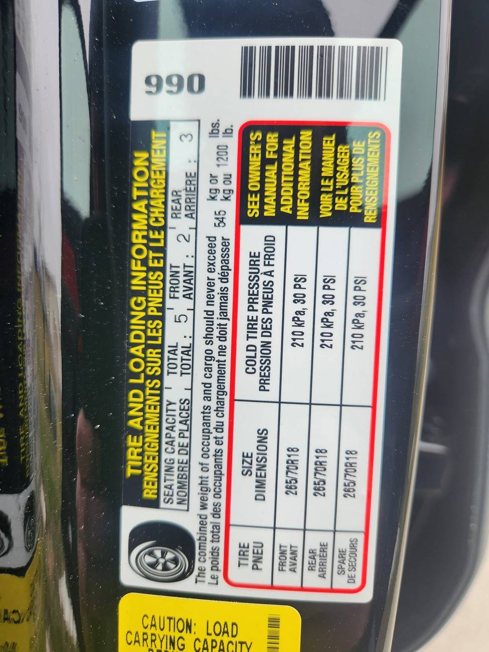 2024 Tacoma Door Sticker Thread (GVWR / Payload / Tire and Loading Figures Label). Post Yours Up 20250202_111036