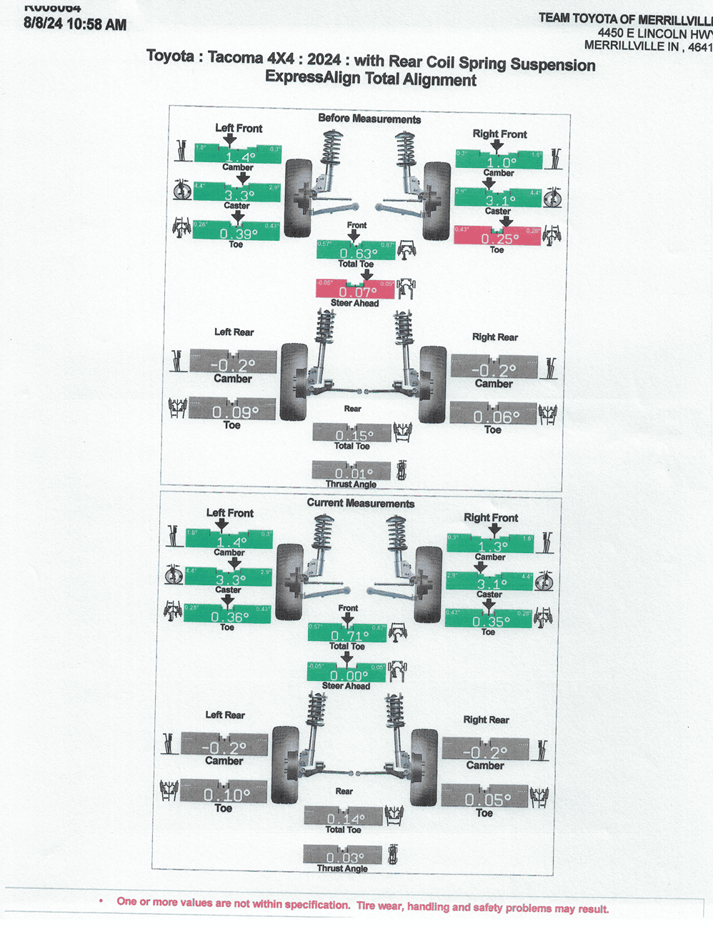 2024 Tacoma Camber issue on 2024 TRD Pro suspension? 240808-Olaf-24 Taco Pro - Dealer Alignment