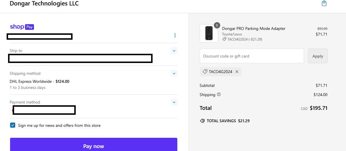 2024 Tacoma Dongar PRO (Parking Mode Dash Cam Adapter) Development Updates dongar