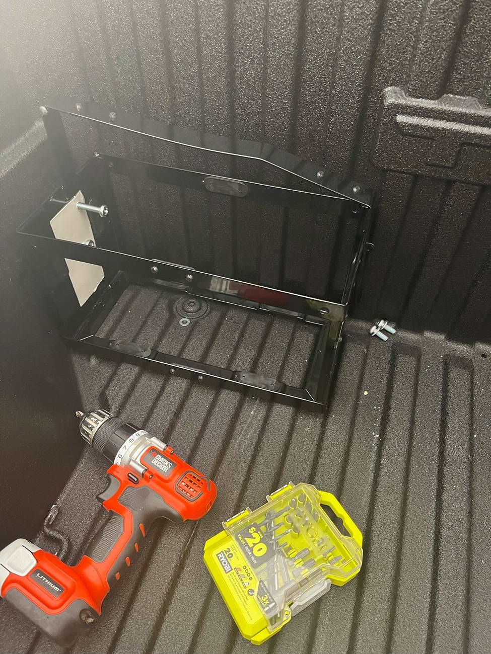 2024 Tacoma 4th gen fuel tank capacity problem solved! Jerry can holder installed in bed image1 copy