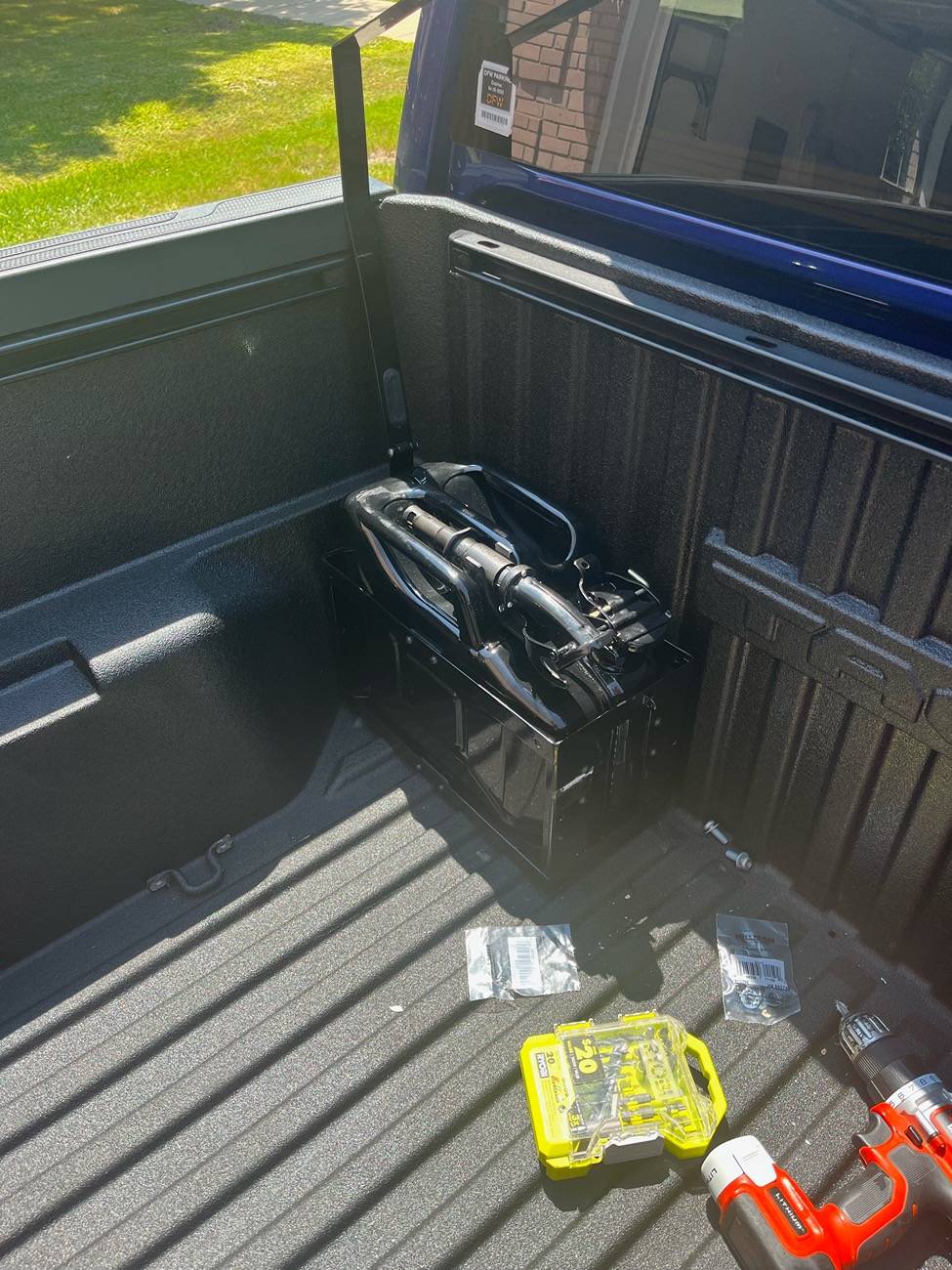 2024 Tacoma 4th gen fuel tank capacity problem solved! Jerry can holder installed in bed image2