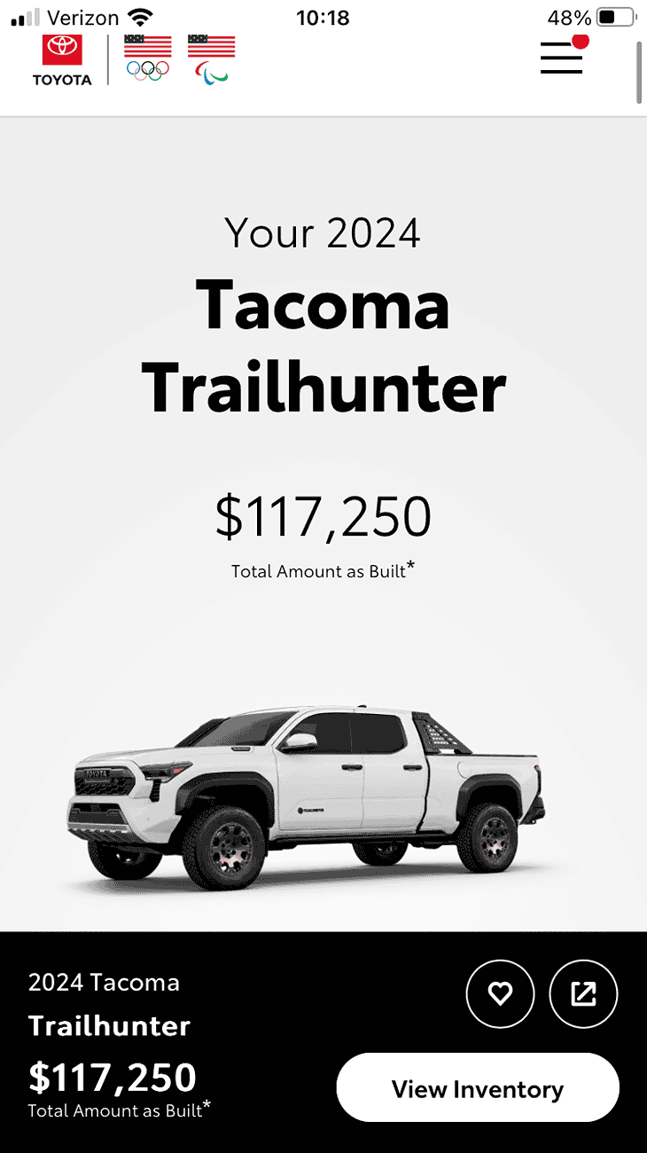 2024 Tacoma 2024 Tacoma Build and Price Configurator Now Live! - Post Up Your Builds!! IMG_0072