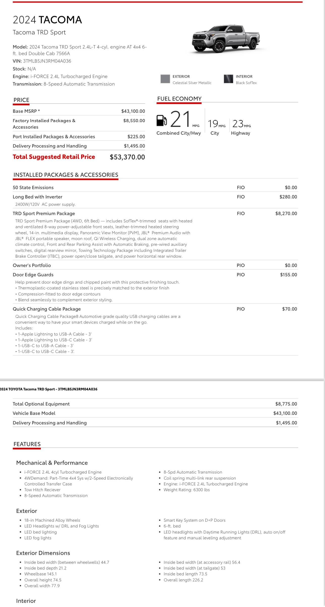 2024 Tacoma 💲What price did you pay for your 2024 Tacoma?? IMG_1205