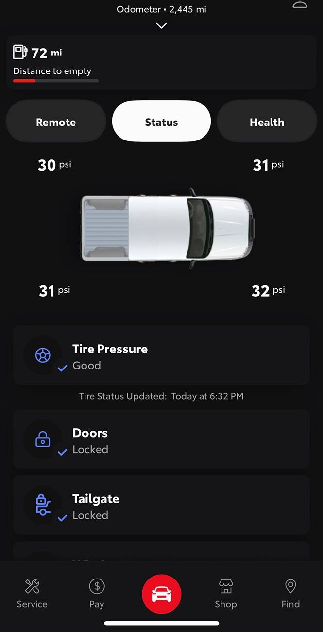 2024 Tacoma Toyota App not showing Tire Pressure (Solved) IMG_2133