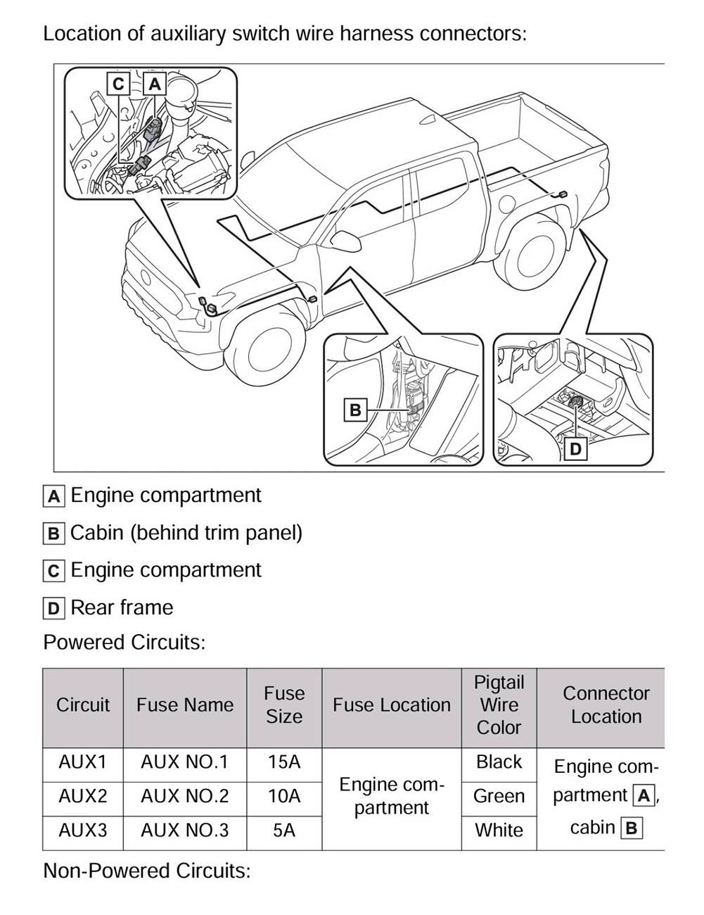 2024 Tacoma How to Use Factory AUX Harness in 2024 Tacoma SR5 4x4 (No Pigtails or AUX Buttons, No Firewall Wiring Needed)? IMG_3324