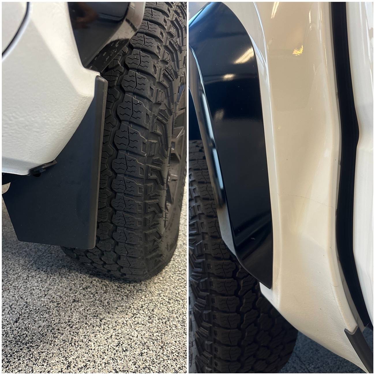 2024 Tacoma Skinny Mudflaps = Rock Chips on Bed & Fender Flares IMG_5027