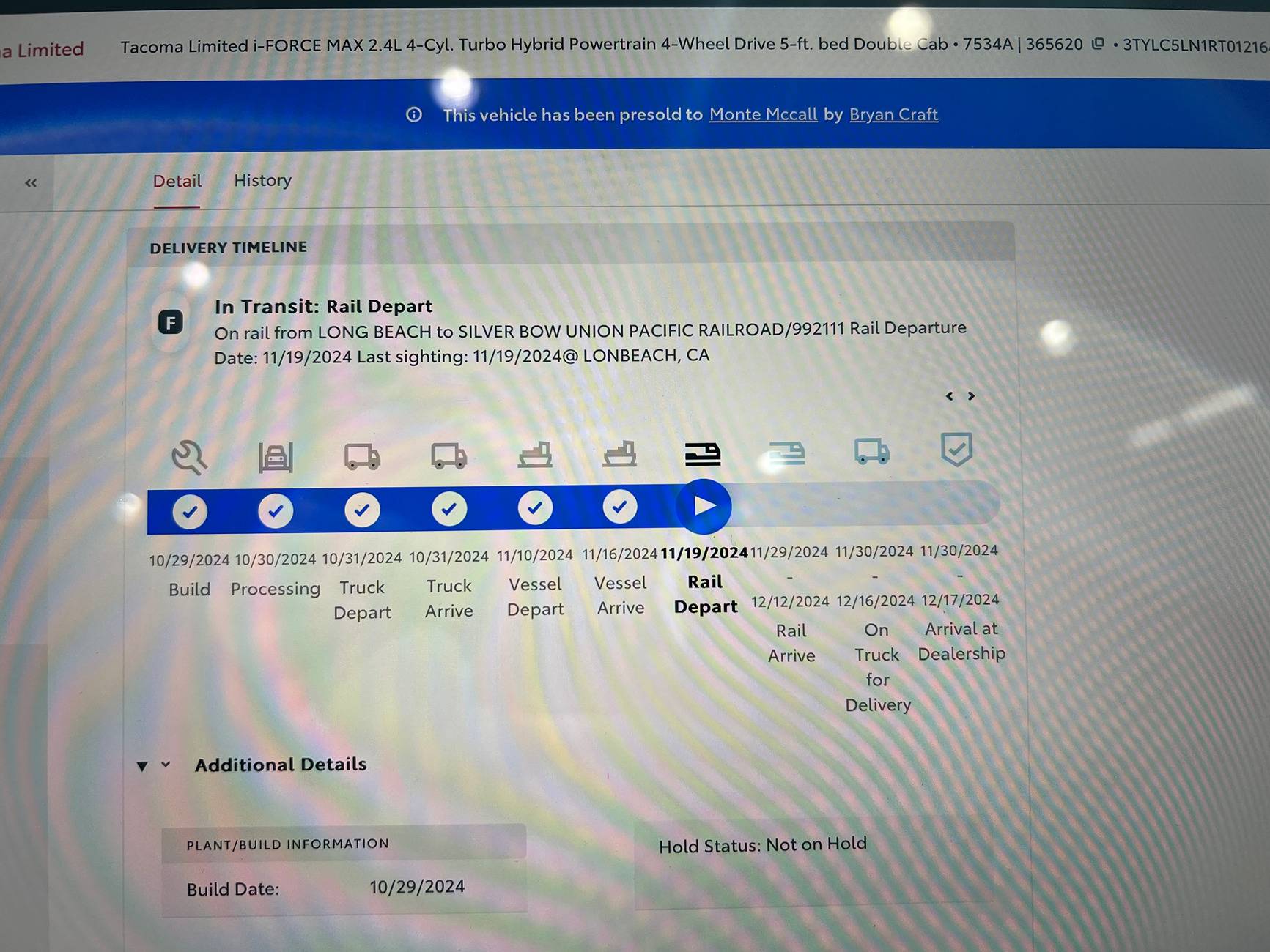 2024 Tacoma My order timeline so far, will update as it goes IMG_5208