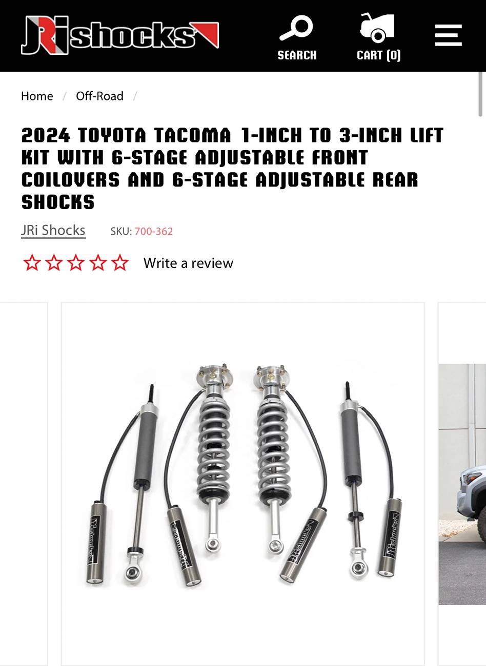 2024 Tacoma JRI 6 stage adjustable shocks IMG_5782