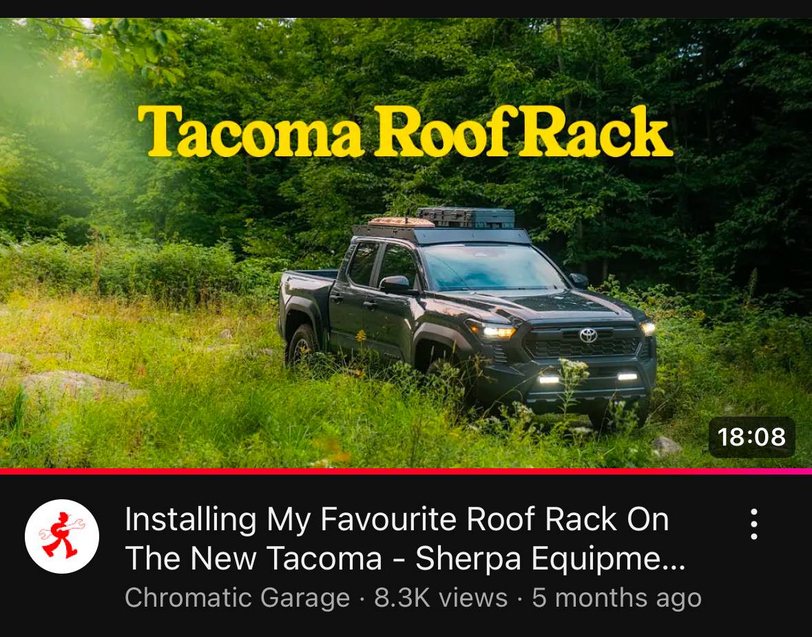 2024 Tacoma Sherpa The Rainier Roof Rack IMG_7687