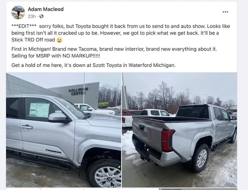 2024 Tacoma 2024 Tacoma arrives at a dealership! - Silver SR5 JPEG ima