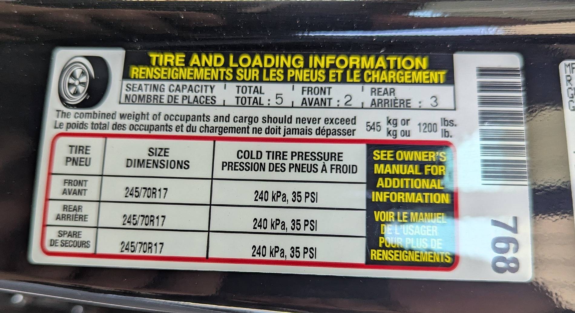 2024 Tacoma Door Sticker Thread (GVWR / Payload / Tire and Loading Figures Label). Post Yours Up PXL_20250202_194233183