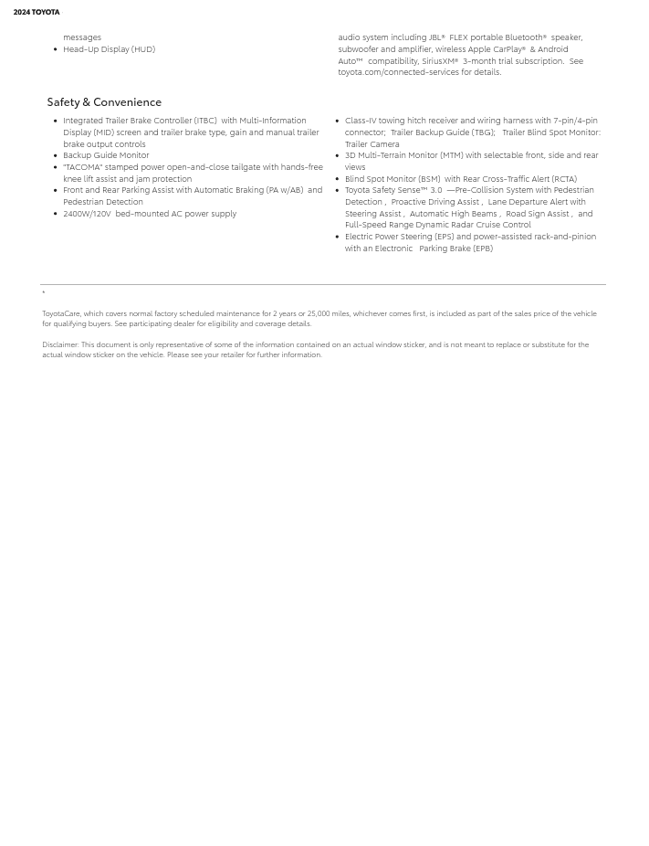 2024 Tacoma Just received a build date for my Trailhunter allocation! Standard features confirmed... Rui Trailhunter Confirmation Page 3 of 3 redact