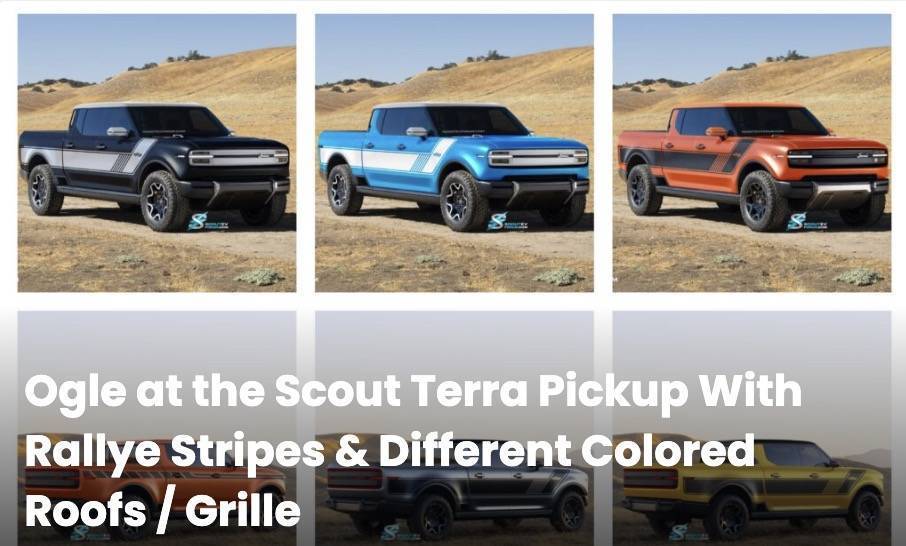 2024 Tacoma Official: Scout EV Pickup & SUV debut w/ Gas Range Extender, 4x4, BOF, Lockers, Sway Bar Disconnect -- All Specs, Wallpapers, Video scout-terra-pickup-colors-stripes-jpg-