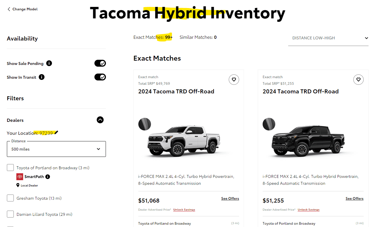 2024 Tacoma iForce Max Limited Availability? Screenshot 2024-06-05 103329