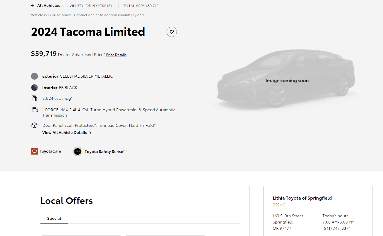 2024 Tacoma iForce Max Limited Availability? Screenshot 2024-06-05 104358