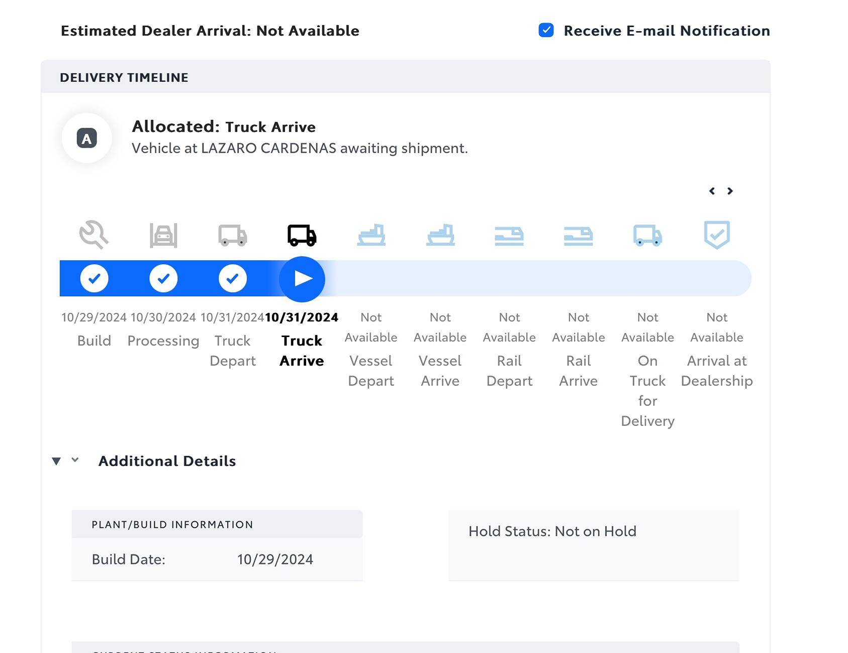 2024 Tacoma My order timeline so far, will update as it goes Screenshot 2024-11-04 at 6.39.06 PM