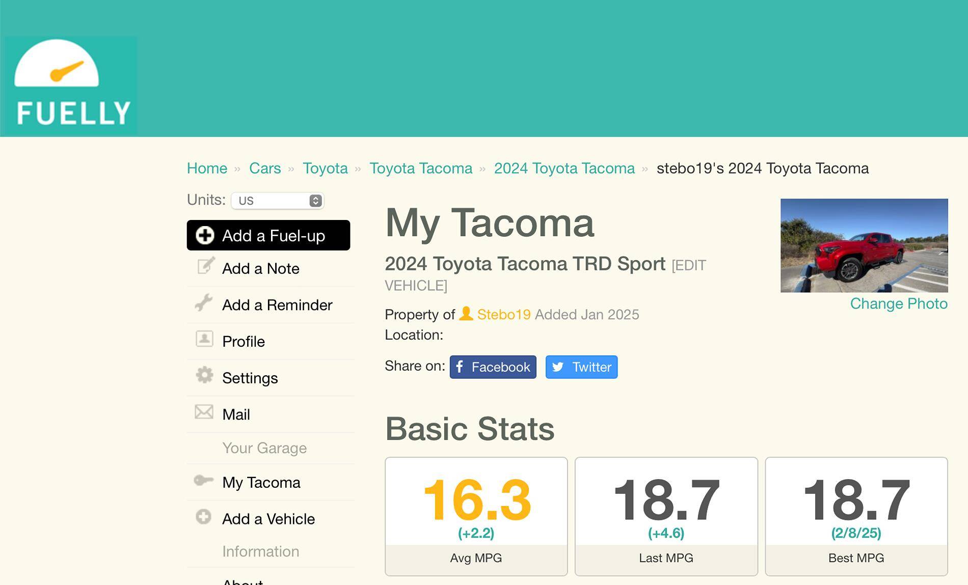 2024 Tacoma 24/25 Tacoma real world MPG Screenshot 2025-02-10 at 07.31.15