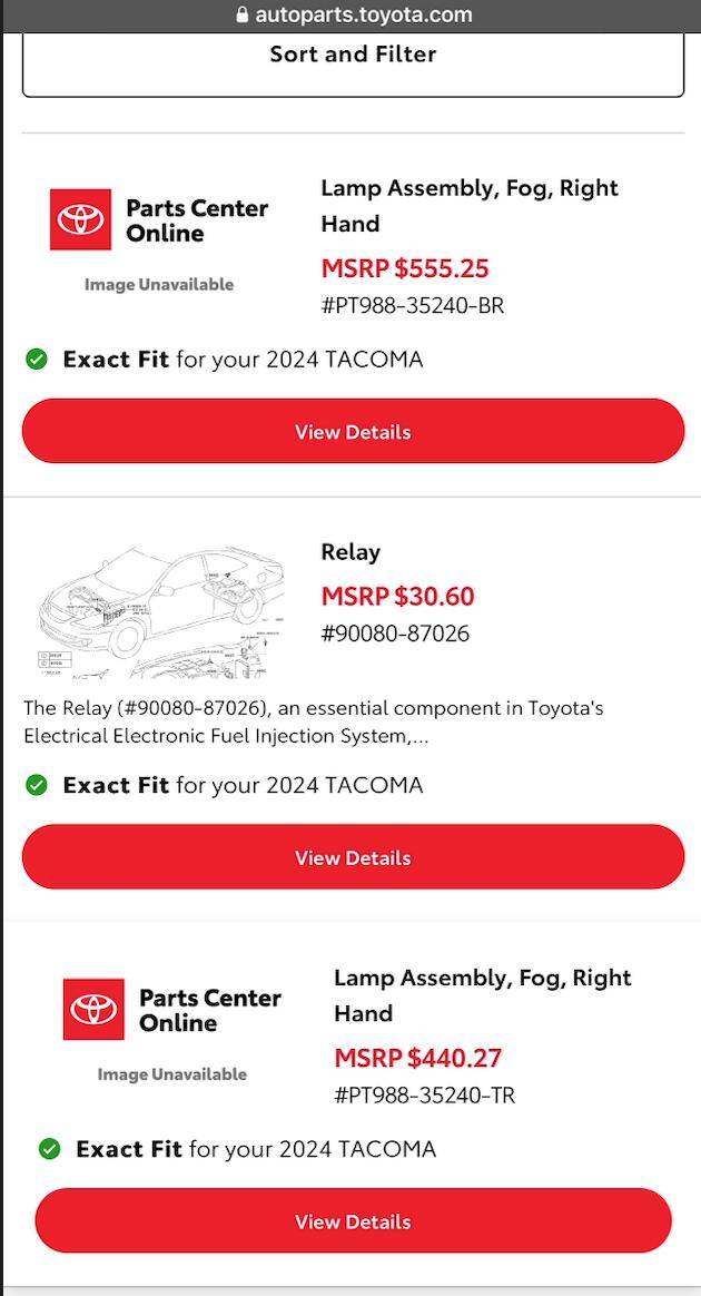 2024 Tacoma Trailhunter Switchback Fog Lights Part# Screenshot 2025-02-10 at 7.23.18 AM