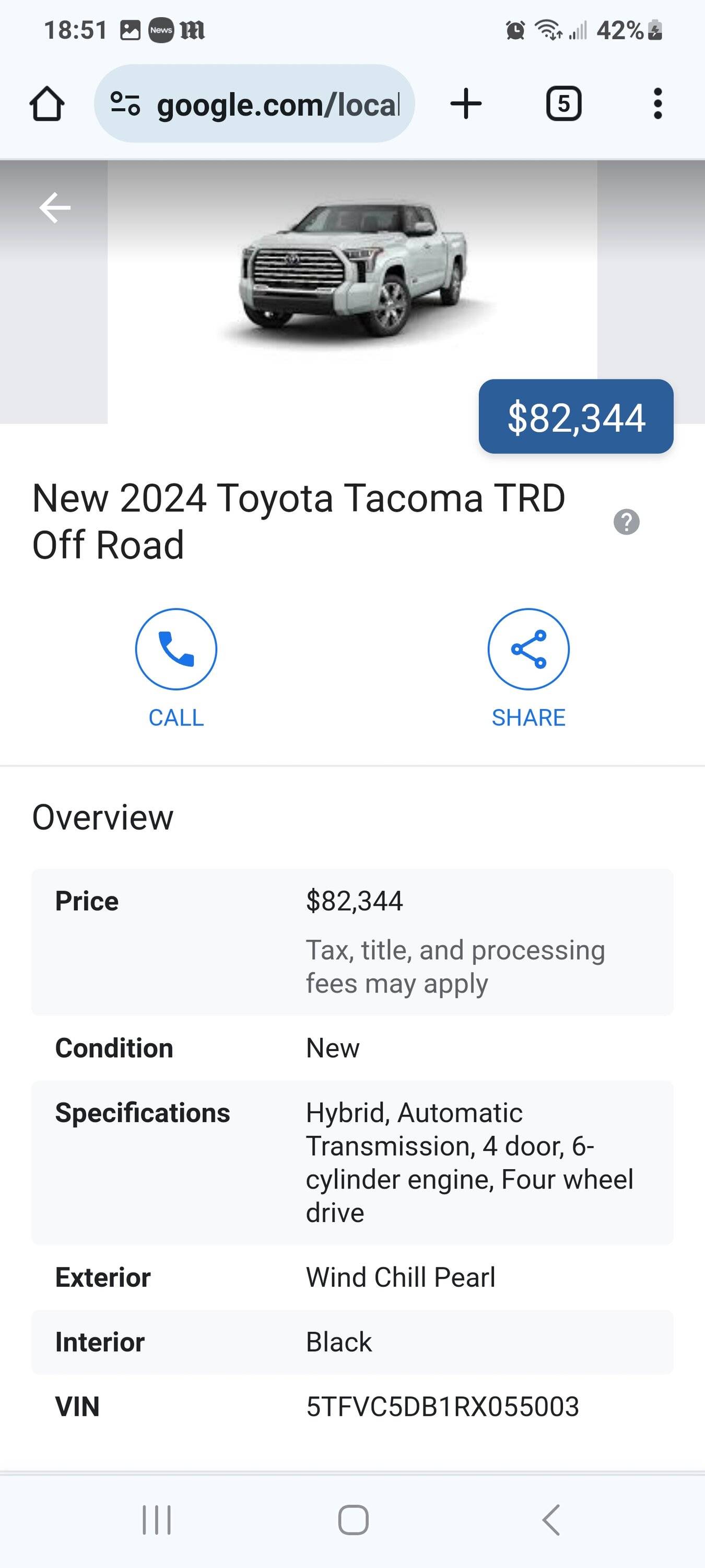 2024 Tacoma 2 hybrids in Richmond Virginia- crazy pricing Screenshot_20240405_185128_Chrome