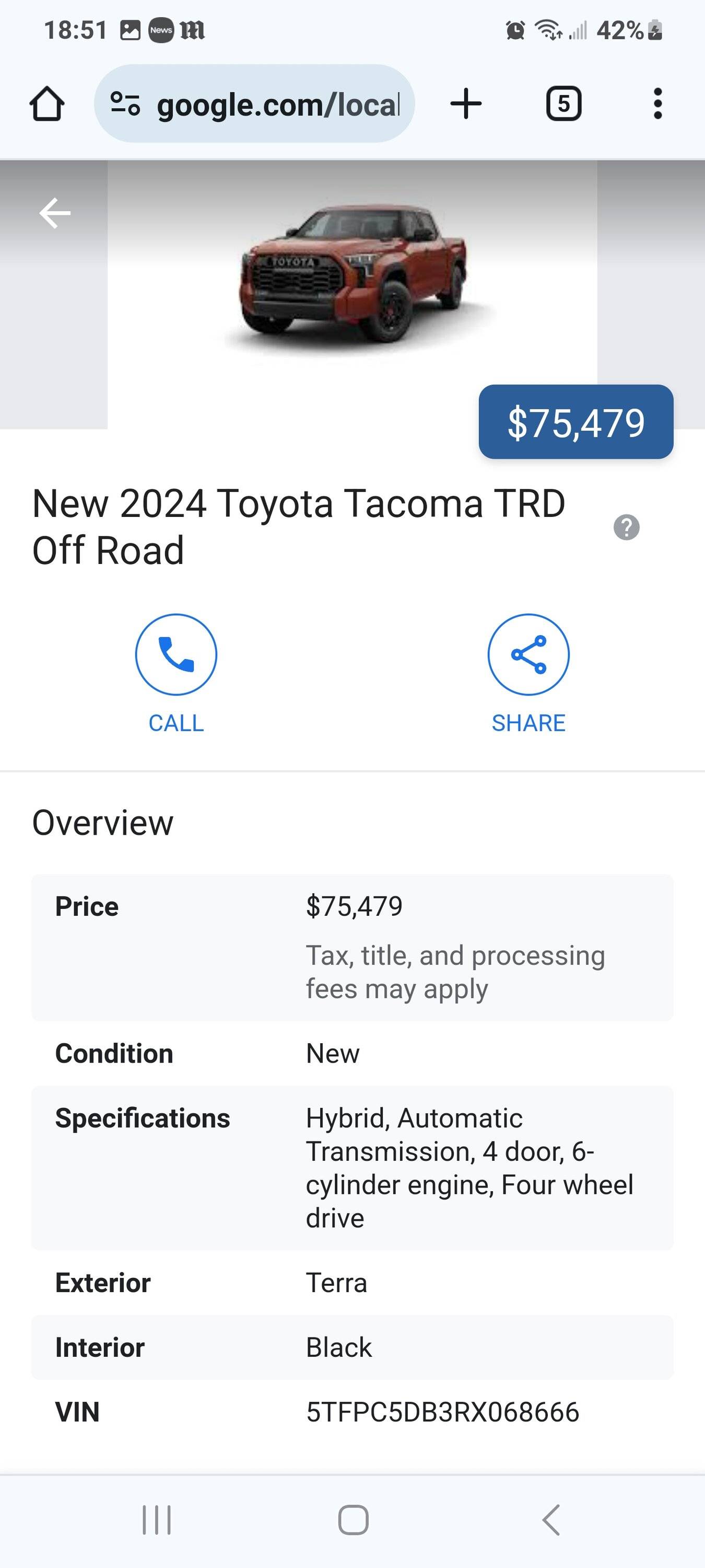 2024 Tacoma 2 hybrids in Richmond Virginia- crazy pricing Screenshot_20240405_185137_Chrome