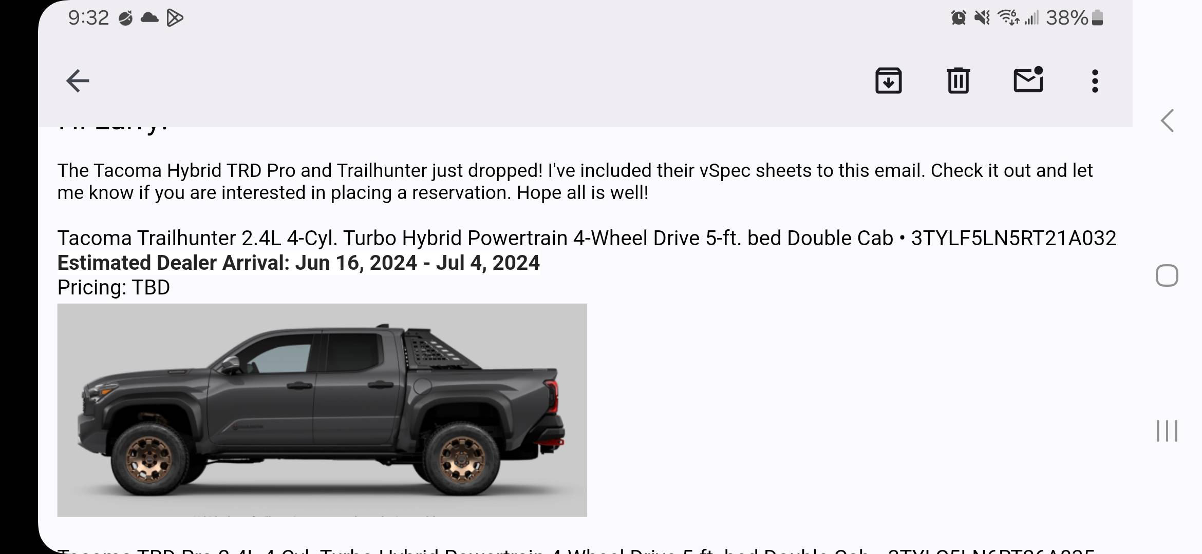 2024 Tacoma Trailhunter Allocations - post them here 📋 Screenshot_20240522_213206_Gmail