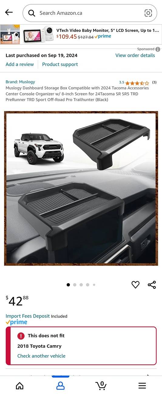 2024 Tacoma Dashboard headunit storage box - Worth the buy Screenshot_20240924_155630_Amazon Shoppin