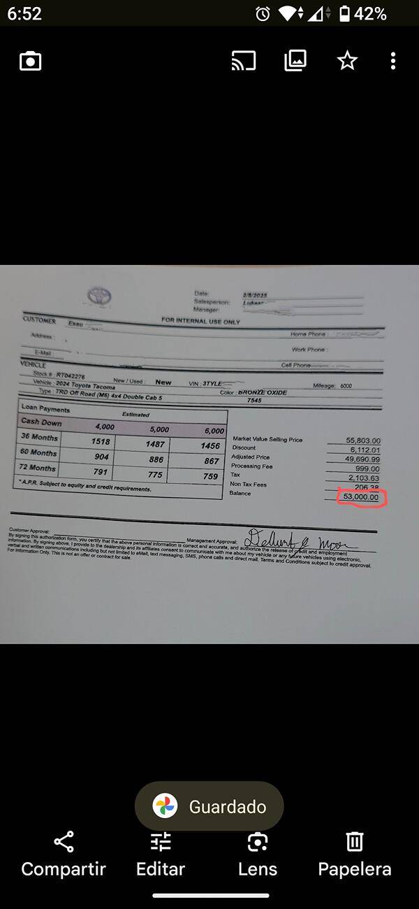 2024 Tacoma Is this a good deal for a 2025 Tacoma TRD Off Road Hybrid with premium package? Screenshot_20250217-065202~2