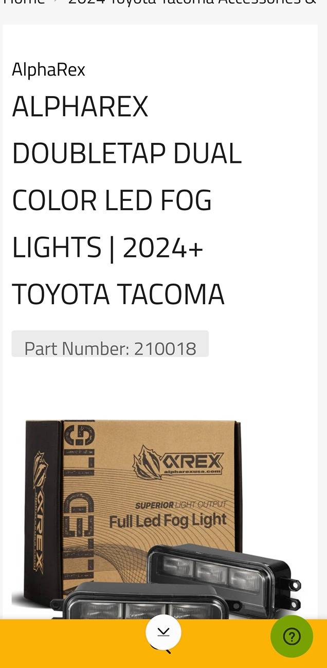 2024 Tacoma Trailhunter Switchback Fog Lights Part# Screenshot_20250314_130257_Samsung Internet