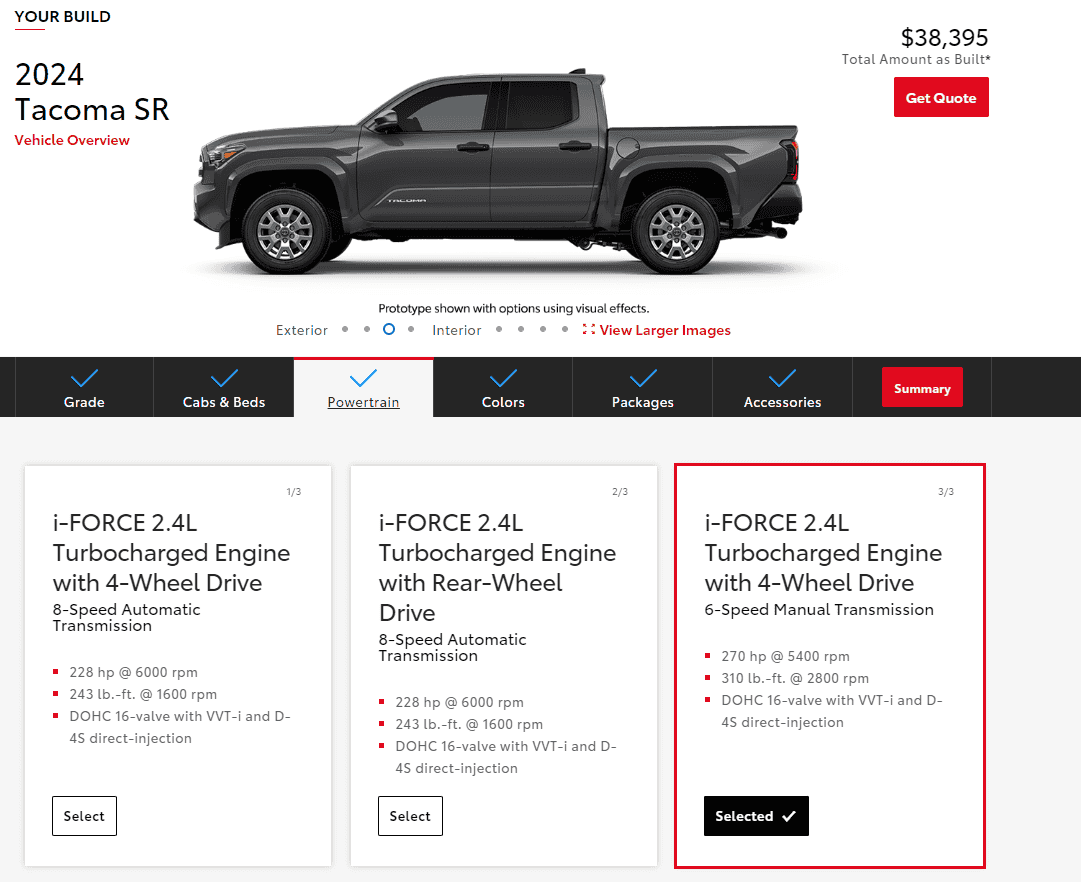 2024 Tacoma 2024 Tacoma Build and Price Configurator Now Live! - Post Up Your Builds!! SR build.PNG