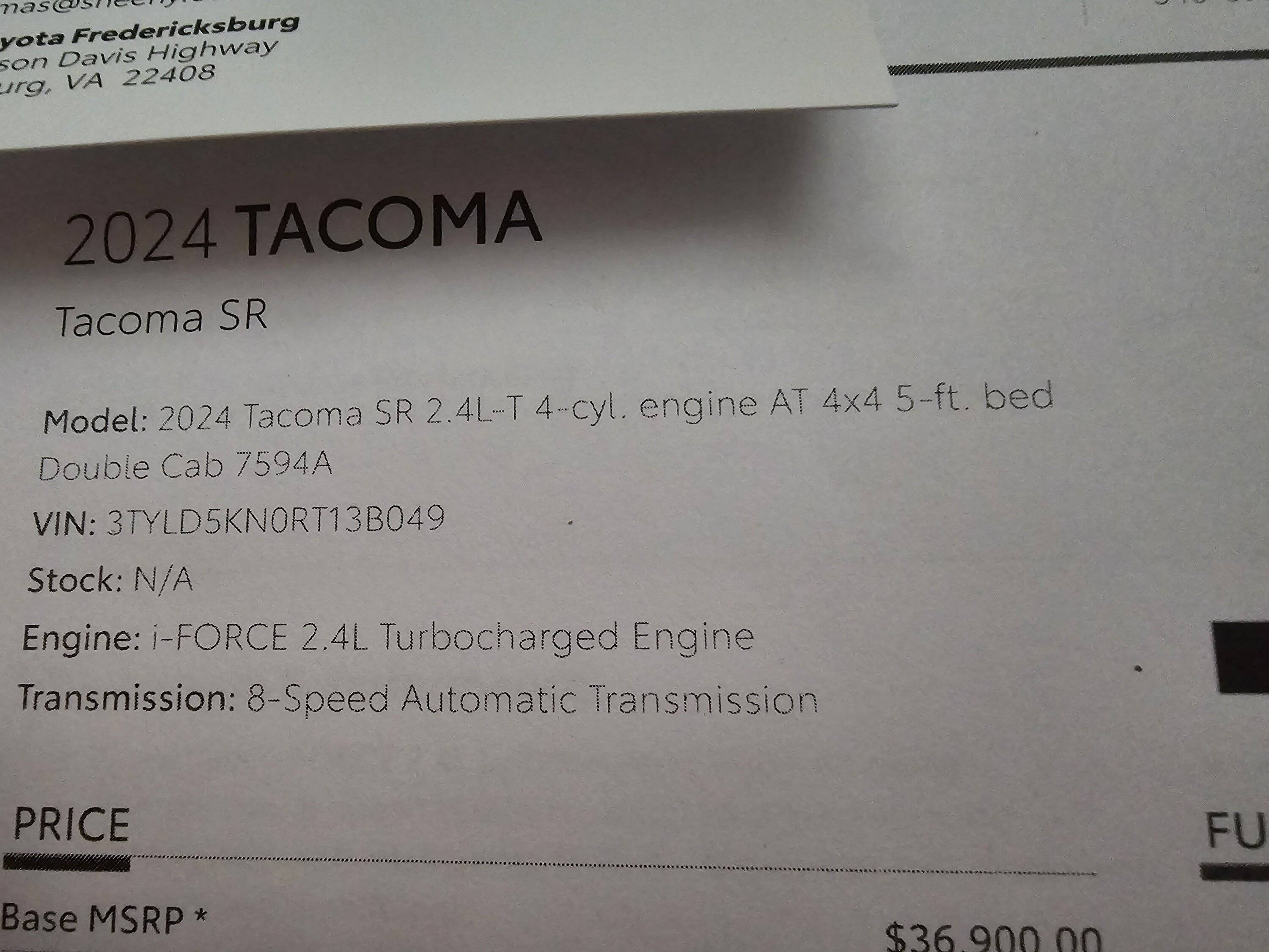 2024 Tacoma Tacoma VIN Allocation Tracking / Delivery Timeline / Quality Inspection (QC) Hold Status Taco Info