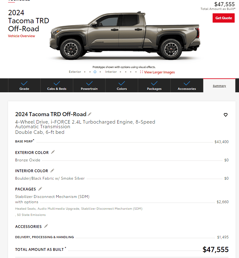 2024 Tacoma 2024 Tacoma Build and Price Configurator Now Live! - Post Up Your Builds!! TACO