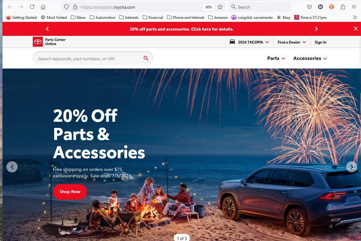 2024 Tacoma OEM 4th of July 20% off Accessories toyota sale 1