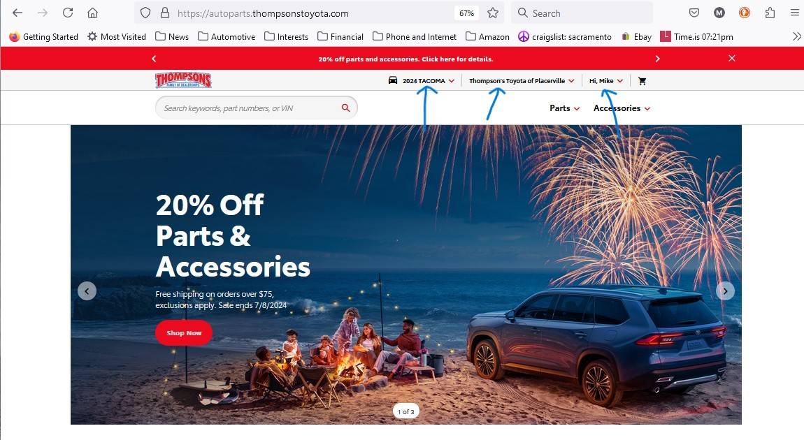 2024 Tacoma OEM 4th of July 20% off Accessories toyota sale 2