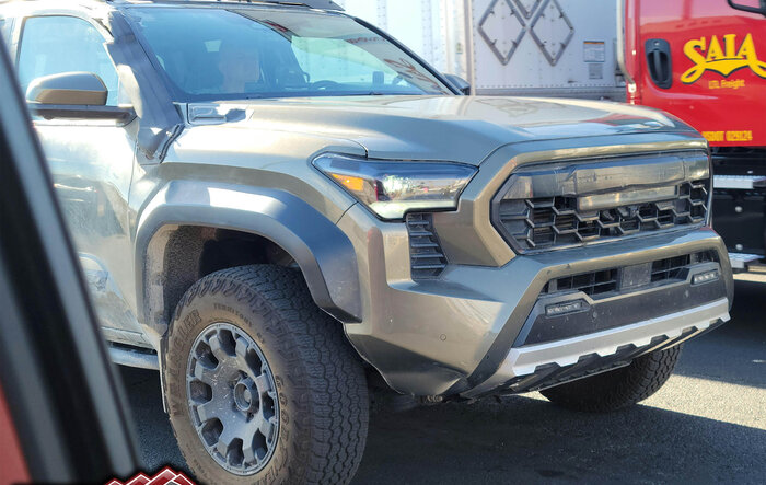 Offroaded Tacoma Trailhunter spotted on road with damaged snorkel