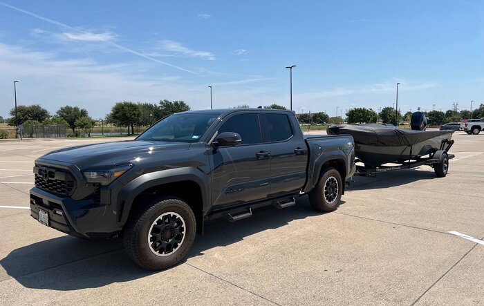 New boat no issues towing w/ 2024 Tacoma TRD Off-Road. Averaged 17.5mpg towing; 20mpg normally.