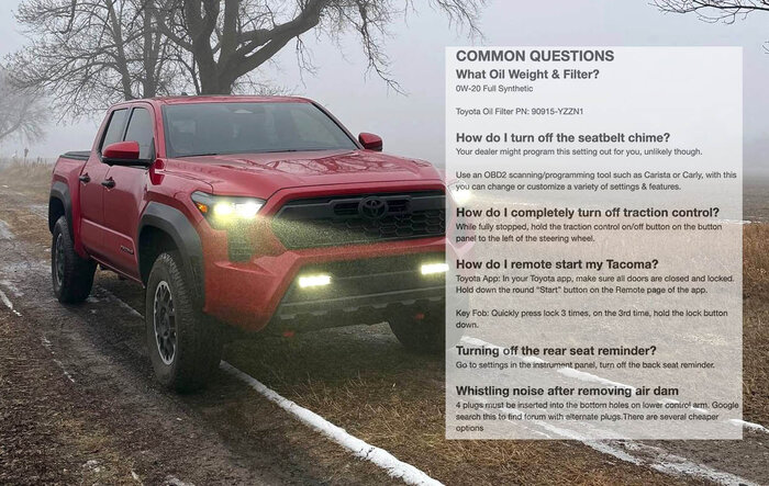 4th Gen Tacoma Quick Reference Guide Thread!