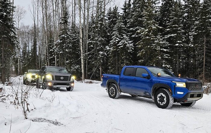 Snow Wheeling in Northern Alberta - Tacoma + Frontier + Titan -- review, photos, videos